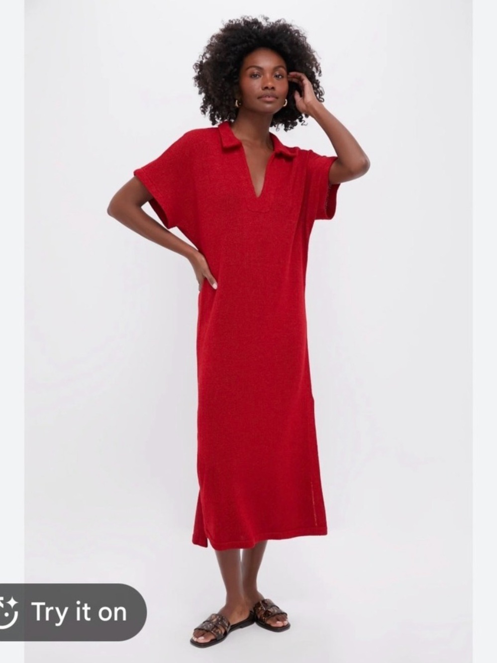 Tuckernuck Pomander Place Red Collared V-Neck Maxi Dress